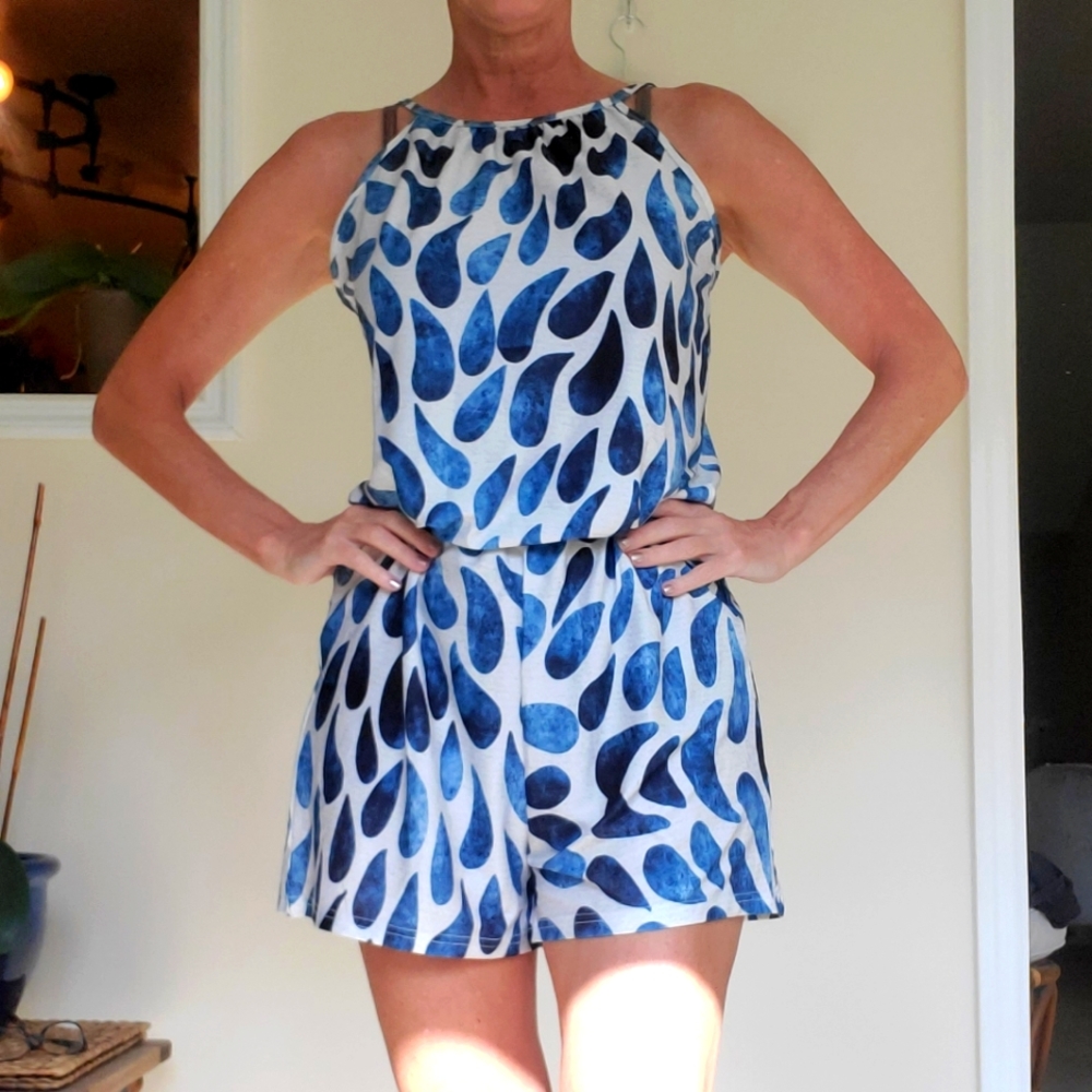 Blue print Romper